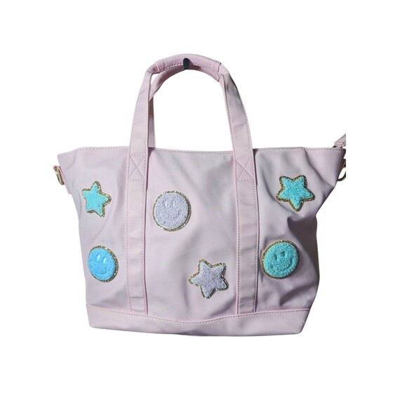 Stoney Clover Lane Classic Tote Bag Nylon 6 Patch Pink Smiley And Stars Purse